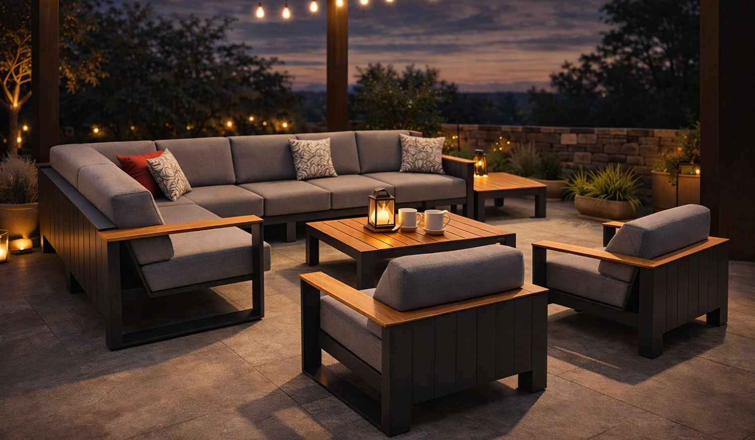 Кутовий модульний комплект на 9 осіб HIGOLD CAMBUSA 2062100 сірий